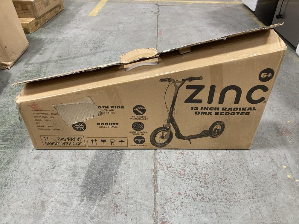 Lot 1047  
            Chesterfield SR38 - Collection or Optional Delivery Available 

                
ZINC 12 INCH RADIKAL BMX SCOOTER (LOCATION: SR37)