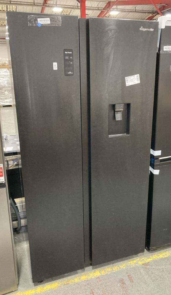 Lot 1058  
            Chesterfield SR38 - Collection or Optional Delivery Available 

                
FRIDGEMASTER SIDE BY SIDE AMERICAN FRIDGE FREEZER IN BLACK - MODEL NO. MS91547BFE...