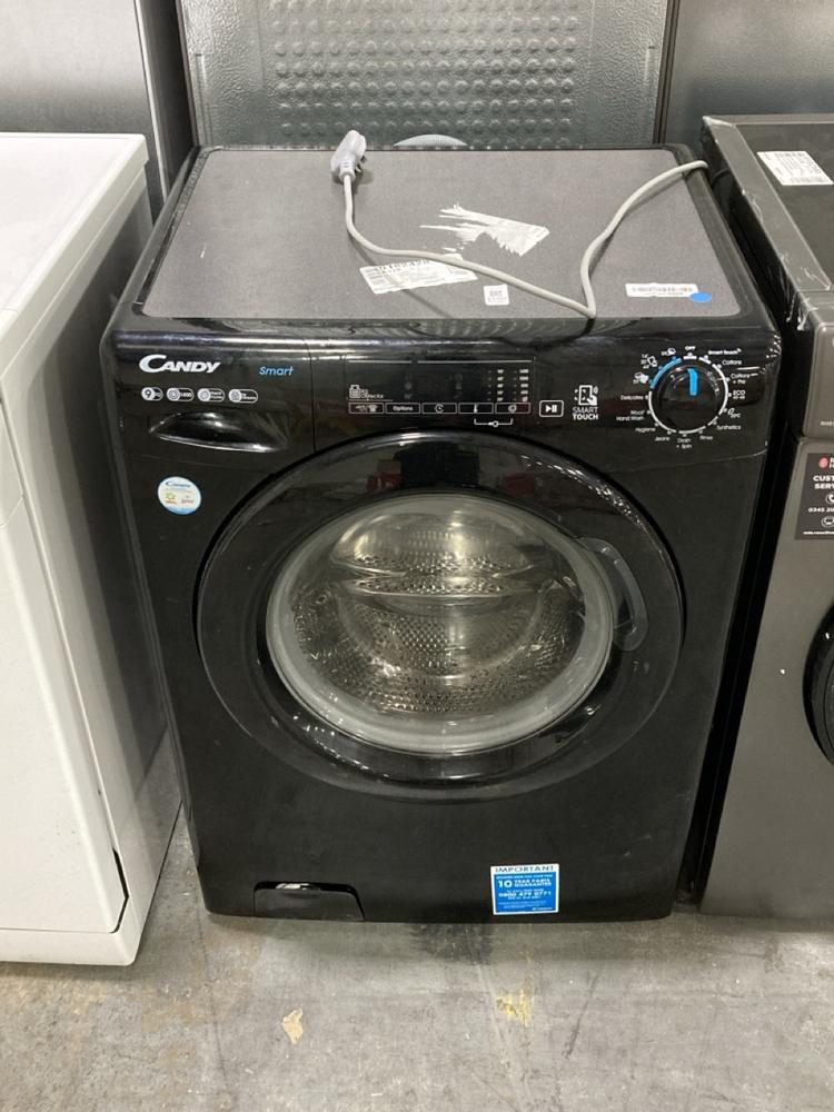 Lot 1100  
            Chesterfield SR38 - Collection or Optional Delivery Available 

                
CANDY SMART 9KG WASHING MACHINE IN BLACK - MODEL NO. CS 149TWBB4/1-80 - ORIGINAL ...