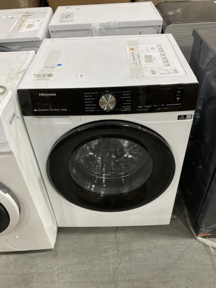 Lot 1107  
            Chesterfield SR38 - Collection or Optional Delivery Available 

                
HISENSE 3S SERIES 8 / 5 KG WASHER DRYER IN WHITE - MODEL NO. WD3S8043BW3 - ORIGIN...