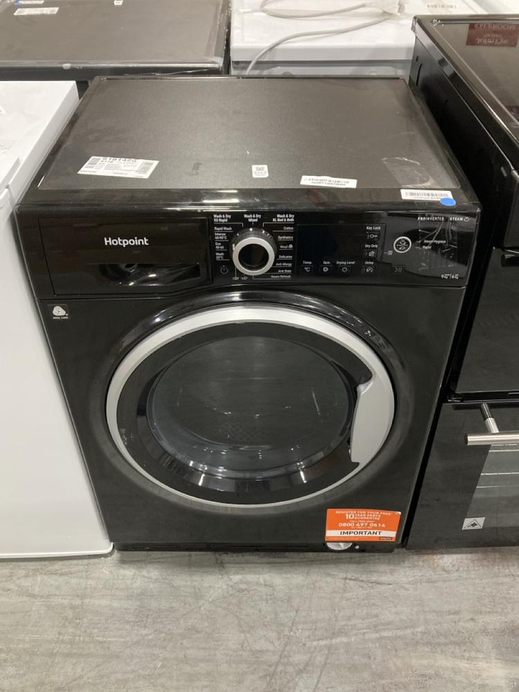 Lot 1112  
            Chesterfield SR38 - Collection or Optional Delivery Available 

                
HOTPOINT FREESTANDING WASHER DRYER IN BLACK - MODEL NO. NDB9635BSUK - ORIGINAL RR...