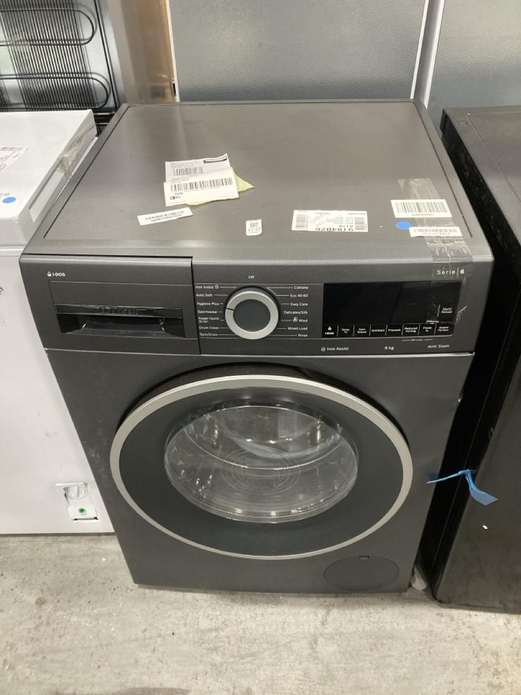 Lot 1133  
            Chesterfield SR38 - Collection or Optional Delivery Available 

                
BOSCH FREESTANDING 9KG WASHING MACHINE IN GREY - MODEL NO. WGG244FCGB (LOCATION: ...