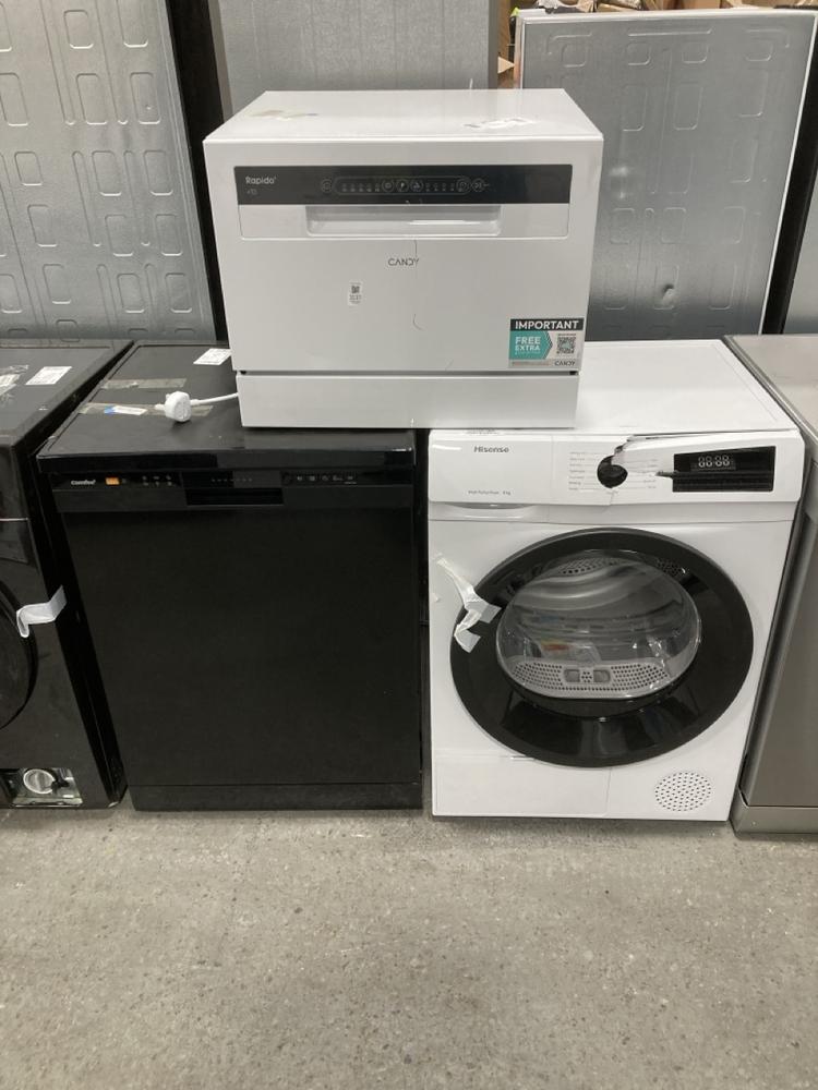 Lot 1137  
            Chesterfield SR38 - Collection or Optional Delivery Available 

                
3 X ASSORTED ITEMS TO INCLUDE COMFEE 60CM FREESTANDING DISHWASHER IN BLACK - MODE...