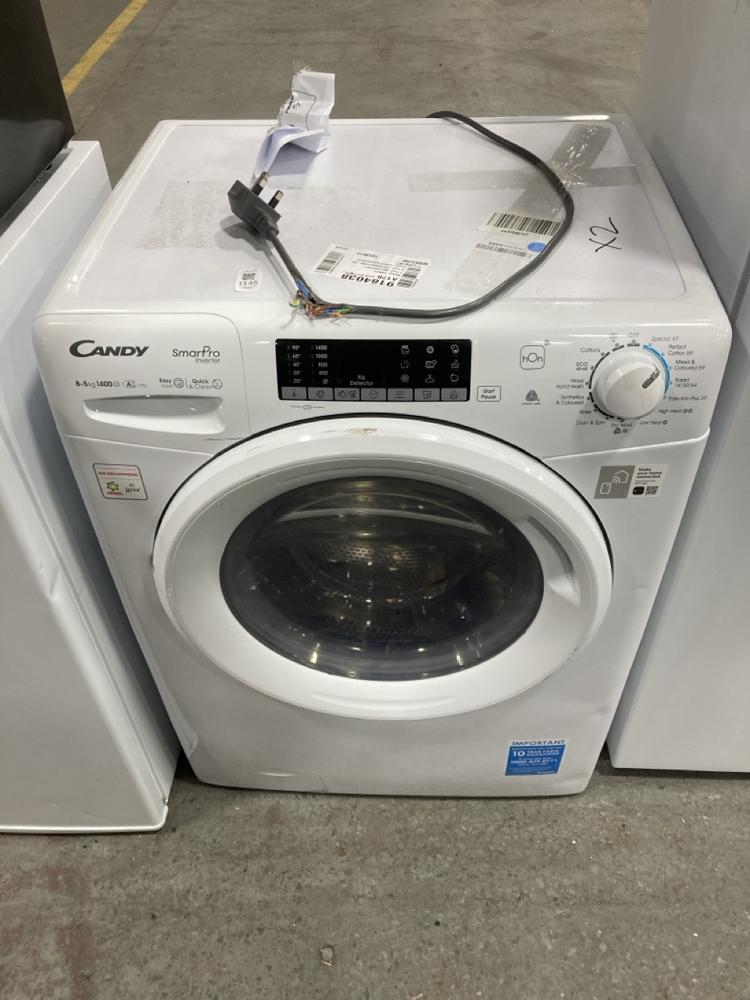 Lot 1145  
            Chesterfield SR38 - Collection or Optional Delivery Available 

                
CANDY SMART PRO 8 + 5KG INVERTER WASHER DRYER IN WHITE - MODEL NO. CSOW4856TWM6-8...