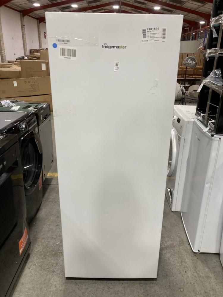 Lot 1146  
            Chesterfield SR38 - Collection or Optional Delivery Available 

                
FRIDGEMASTER UPRIGHT FREESTANDING LARDER FRIDGE IN WHITE - MODEL NO. MTL55242E - ...
