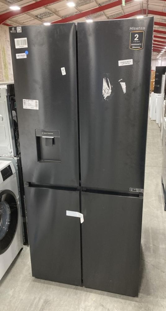 Lot 1158  
            Chesterfield SR38 - Collection or Optional Delivery Available 

                
HISENSE PUREFLAT SMART AMERICAN FRIDGE FREEZER IN BLACK - MODEL NO. RQ5P470SMFE -...