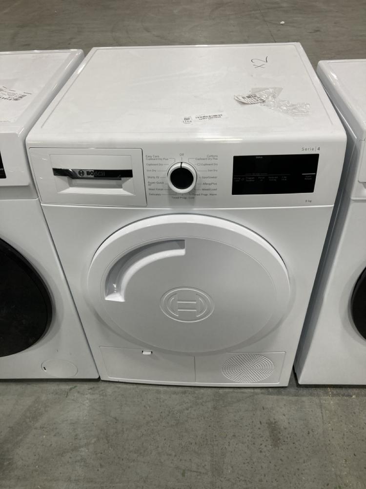 Lot 1164  
            Chesterfield SR38 - Collection or Optional Delivery Available 

                
BOSCH CONDENSER TUMBLE DRYER IN WHITE - MODEL NO. WTN8320GB/21 (LOCATION: SR37)