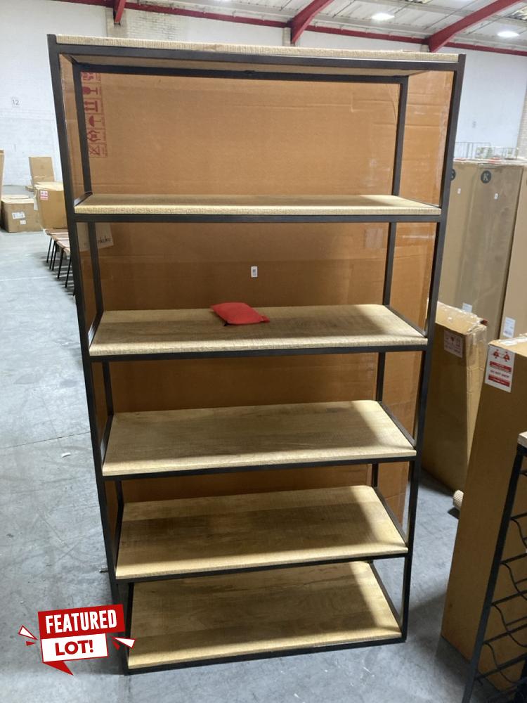 Lot 118  
            Chesterfield SR38 - Collection or Optional Delivery Available 

                
MARJORI MANGO WOOD AND IRON STANDING SHELVES - NATURAL - WIDE - ITEM NO. MS2001 -...