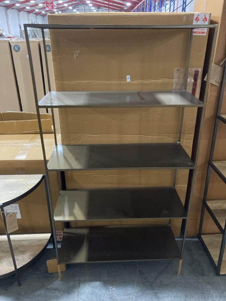 Lot 119  
            Chesterfield SR38 - Collection or Optional Delivery Available 

                
MAHI SHELVING UNIT - BRASS - WIDE - ITEM NO. MS4701 - ORIGINAL RRP £750 (LOCATION...