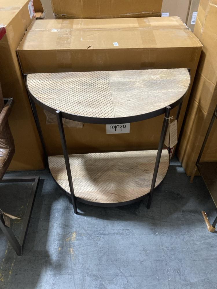 Lot 120  
            Chesterfield SR38 - Collection or Optional Delivery Available 

                
AASHA MANGO WOOD HALF MOON CONSOLE TABLE - NATURAL - ONE SIZE - ITEM NO. AT6101 -...