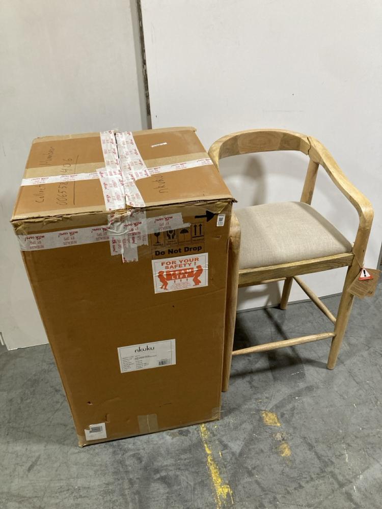 Lot 131  
            Chesterfield SR38 - Collection or Optional Delivery Available 

                
NKUKU ANBU MANGO WOOD UPHOLSTERED COUNTER CHAIR - NATURAL - ITEM NO. AB7701 - ORI...
