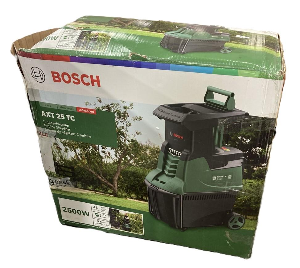 Lot 194  
            Chesterfield SR38 - Collection or Optional Delivery Available 

                
BOSCH 2500W GARDEN TURBINE SHREDDER - MODEL NO. AXT 25 TC - ORIGINAL RRP £389 (LO...