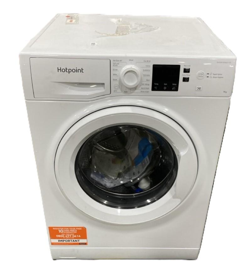 Lot 195  
            Chesterfield SR38 - Collection or Optional Delivery Available 

                
HOTPOINT FREESTANDING 9KG WASHING MACHINE IN WHITE - MODEL NO. NSWF 946 W UK - OR...