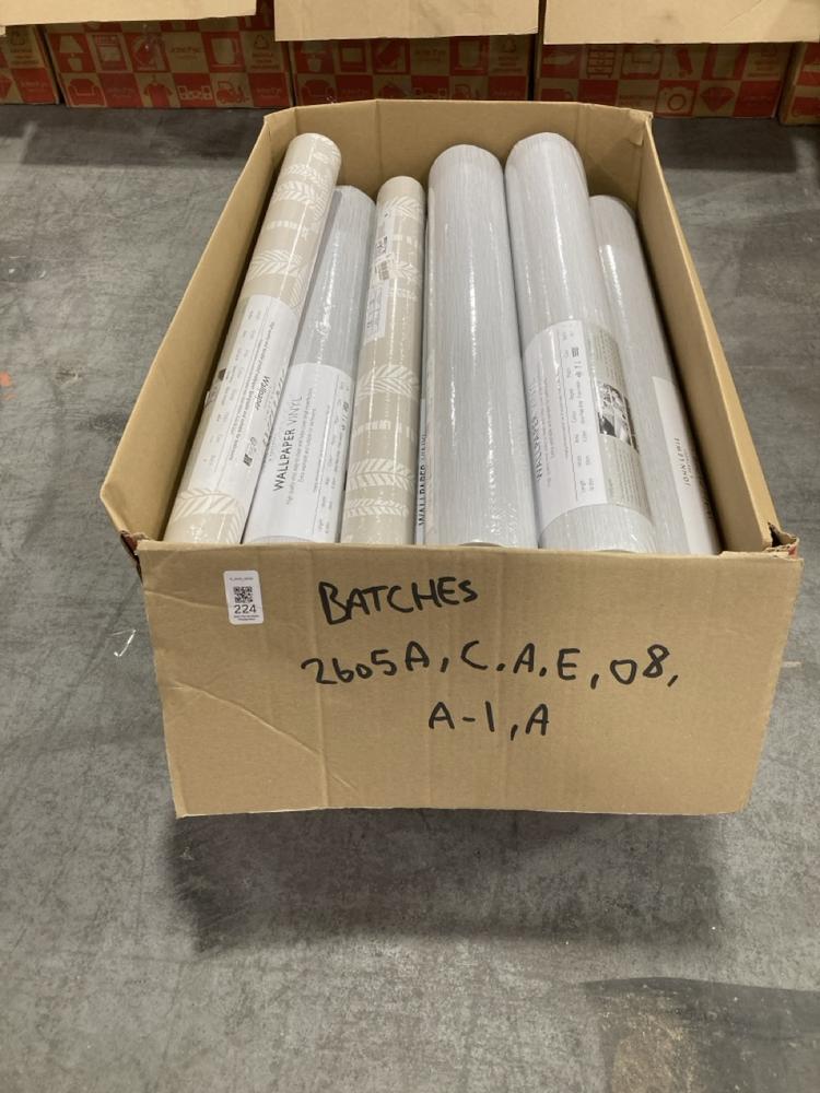 Lot 224  
            Chesterfield SR38 - Collection or Optional Delivery Available 

                
QTY OF JOHN LEWIS 2605A, C , A, E, 08, A-1 BATCH WALLPAPER (LOCATION: SR38 B11)