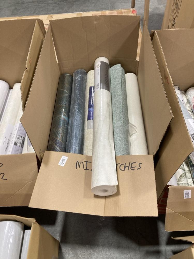 Lot 234  
            Chesterfield SR38 - Collection or Optional Delivery Available 

                
QTY OF ASSORTED MIXED BATCH WALLPAPERS TO INCLUDE ROLL OF ANTHOLOGY WALLPAPER BAT...