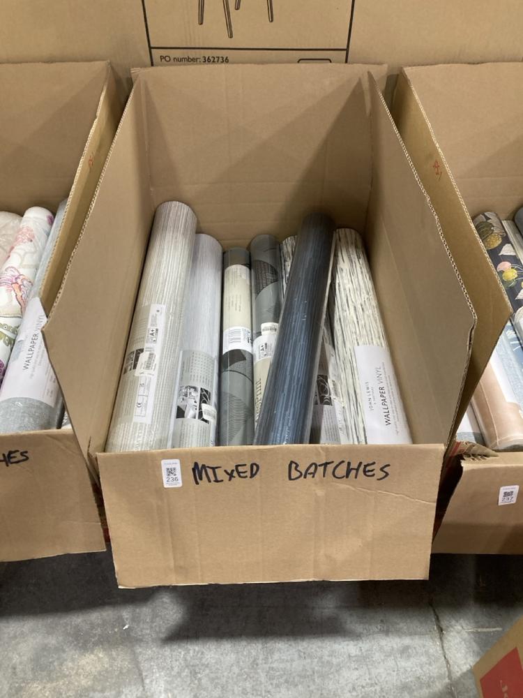 Lot 236  
            Chesterfield SR38 - Collection or Optional Delivery Available 

                
QTY OF ASSORTED MIXED BATCH WALLPAPERS TO INCLUDE ROLL OF JOHN LEWIS WALLPAPER BA...