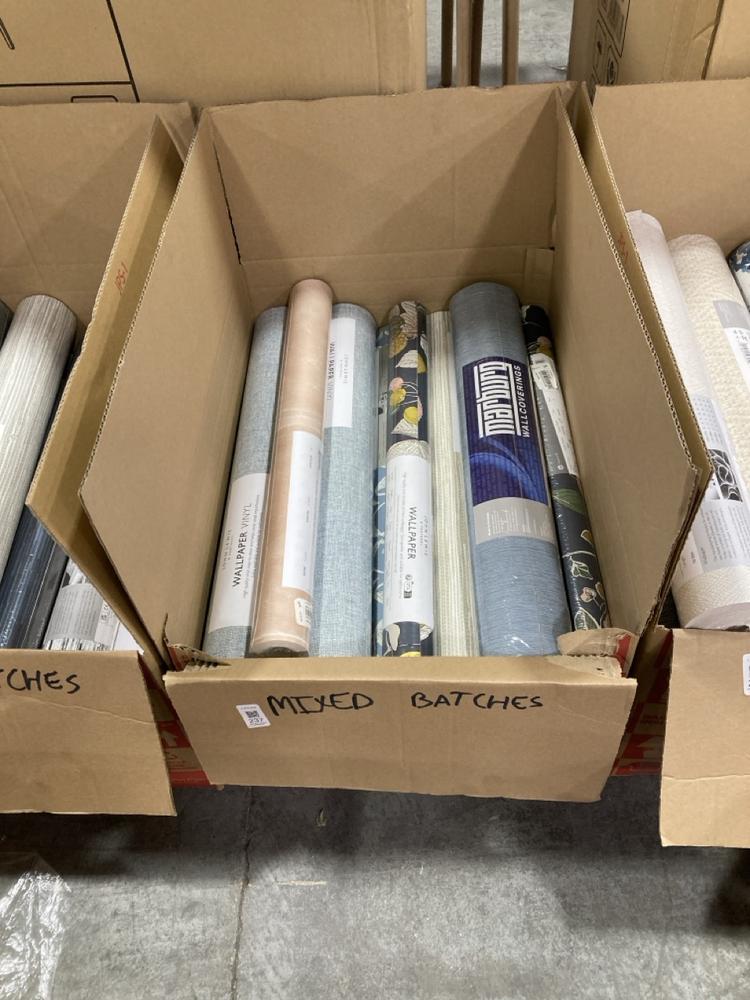 Lot 237  
            Chesterfield SR38 - Collection or Optional Delivery Available 

                
QTY OF ASSORTED MIXED BATCH WALLPAPERS TO INCLUDE ROLL OF MARBURY WALLPAPER BATCH...