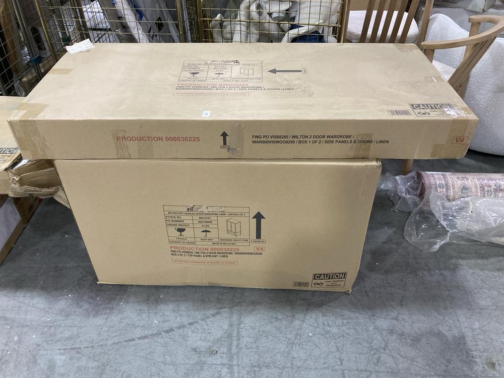 Lot 274  
            Chesterfield SR38 - Collection or Optional Delivery Available 

                
JOHN LEWIS WILTON PART ASSEMBLED 2 DOOR WARDROBE IN LINEN - ORIGINAL RRP £399 (LO...