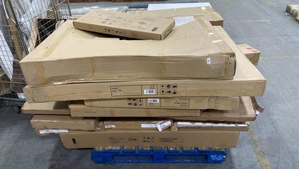 Lot 284  
            Chesterfield SR38 - Collection or Optional Delivery Available 

                
PALLET OF ASSORTED PARTS TO INCLUDE JOHN LEWIS HETI BED 150 *BOX 1 OF 3 ONLY* (LO...