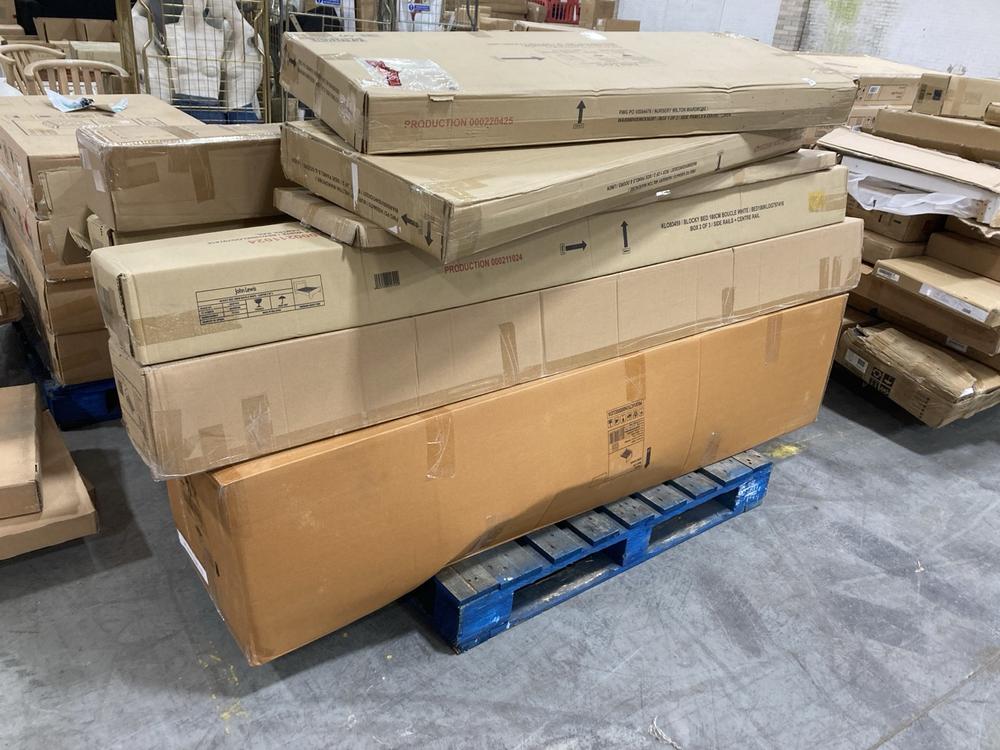 Lot 297  
            Chesterfield SR38 - Collection or Optional Delivery Available 

                
PALLET OF ASSORTED PARTS TO INCLUDE JOHN LEWIS NURSERY WILTON LINEN WARDROBE *BOX...
