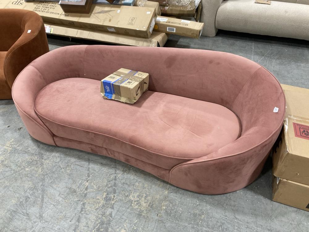 Lot 415  
            Chesterfield SR38 - Collection or Optional Delivery Available 

                
BELIANI 2.5 SEATER SOFA IN SALMON PINK VELVET FEEL FABRIC (LOCATION: SR38 B7)