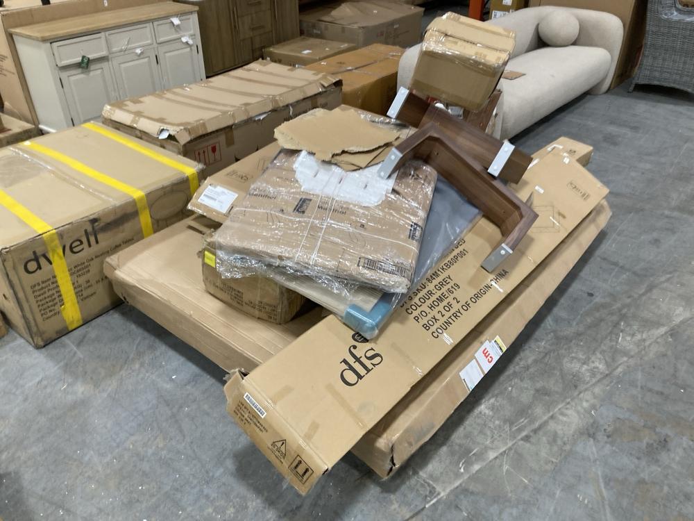 Lot 435  
            Chesterfield SR38 - Collection or Optional Delivery Available 

                
PALLET OF ASSORTED DFS PARTS TO INCLUDE DFS 5FT EO OTTOMAN BED IN GREY *BOX 2 OF ...