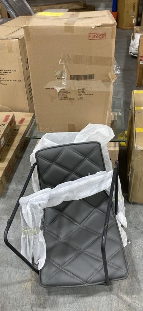 Lot 454  
            Chesterfield SR38 - Collection 

                
3 X ASSORTED ITEMS TO INCLUDE DFS TRIPLE LEVEL SIDE TABLE IN GLASS / NATURAL / GR...