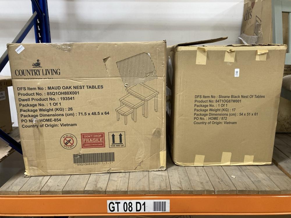 Lot 491  
            Chesterfield SR38 - Collection or Optional Delivery Available 

                
DFS NEST OF TABLES IN BLACK TO INCLUDE DFS OAK NESTING TABLES IN NATURAL FINISH (...