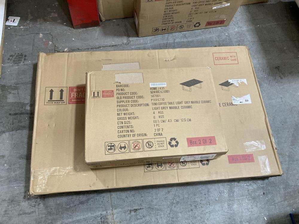 Lot 520  
            Chesterfield SR38 - Collection 

                
DFS COFFEE TABLE IN LIGHT GREY MARBLE CERAMIC - ORIGINAL RRP £299 (COLLECTION ONL...