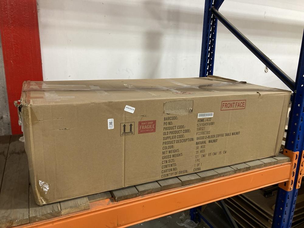 Lot 522  
            Chesterfield SR38 - Collection or Optional Delivery Available 

                
DFS 2-BLOCK COFFEE TABLE IN WALNUT FINISH (LOCATION: SR38 B4)