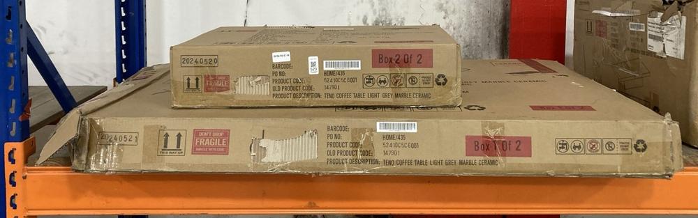 Lot 523  
            Chesterfield SR38 - Collection 

                
DFS COFFEE TABLE IN LIGHT GREY MARBLE CERAMIC (COLLECTION ONLY) (LOCATION: SR38 B...