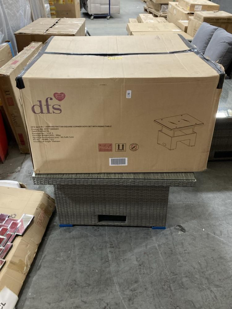 Lot 525  
            Chesterfield SR38 - Collection 

                
DFS RATTAN SQUARE RISING TABLE IN GREY (COLLECTION ONLY) (LOCATION: SR38 B4)