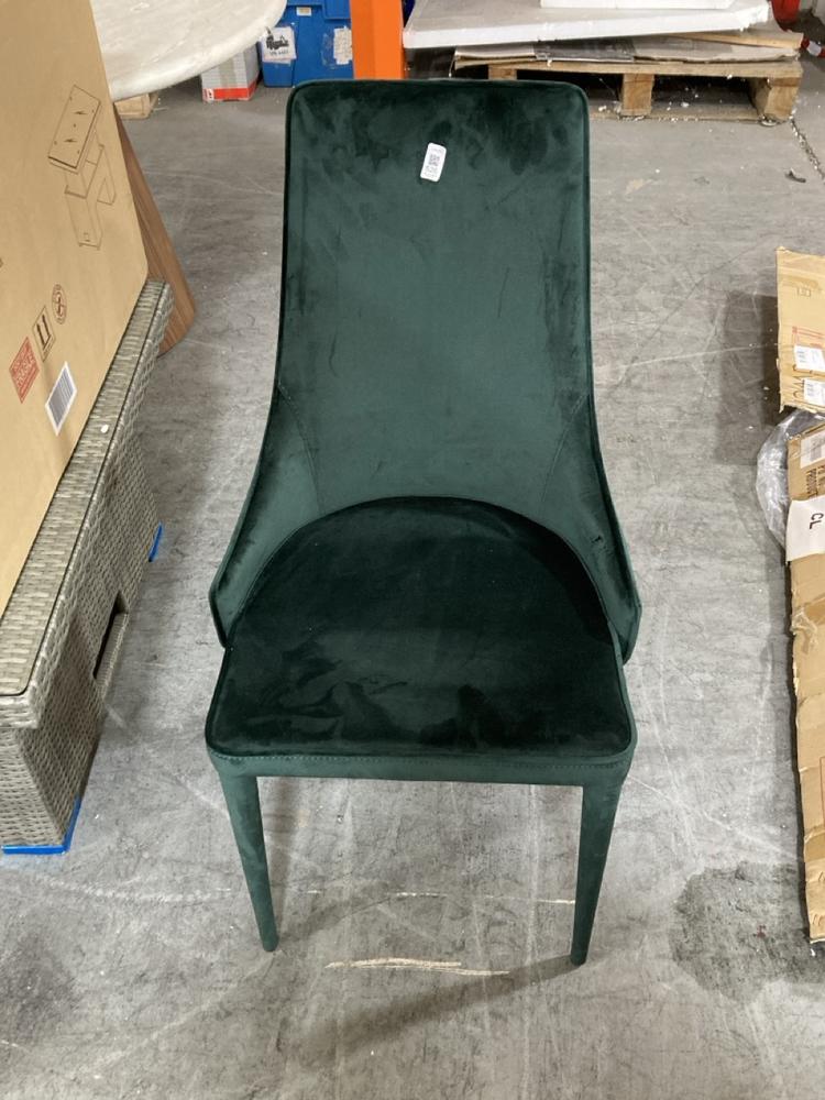 Lot 526  
            Chesterfield SR38 - Collection or Optional Delivery Available 

                
DFS DINING CHAIR DEEP GREEN VELVET FEEL FABRIC (LOCATION: SR38 B4)