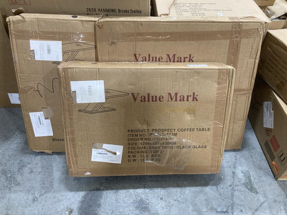 Lot 533  
            Chesterfield SR38 - Collection 

                
DFS COFFEE TABLE IN GREY / BLACK GLASS - ORIGINAL RRP £269 (COLLECTION ONLY) (LOC...