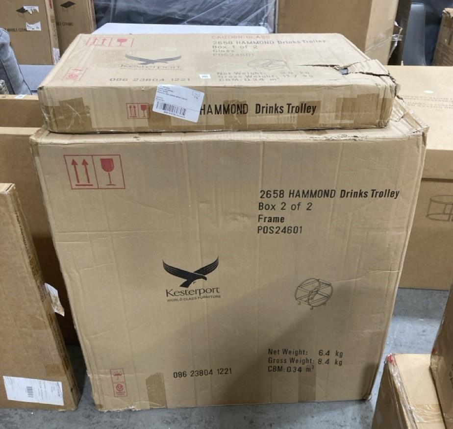 Lot 535  
            Chesterfield SR38 - Collection 

                
DFS GLASS DRINKS TROLLEY IN SILVER - ORIGINAL RRP £439 (COLLECTION ONLY) (LOCATIO...