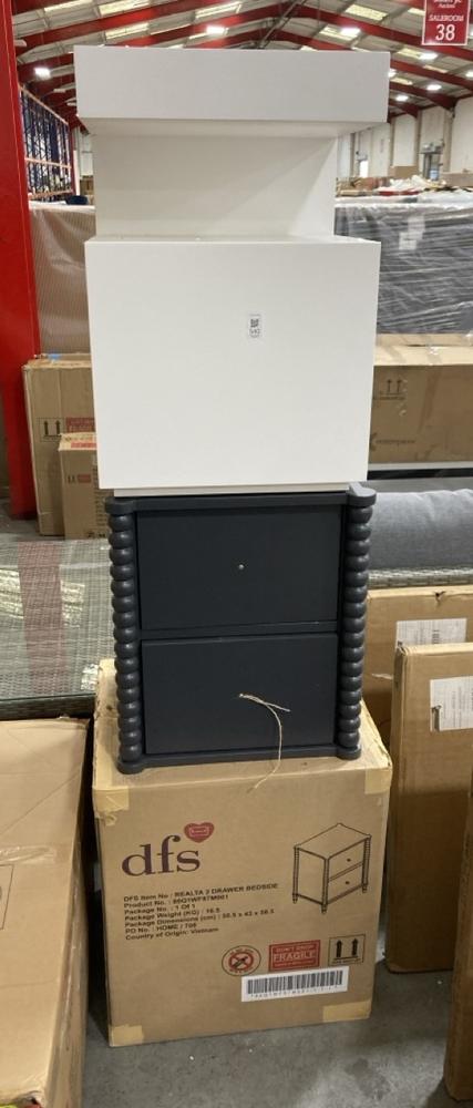 Lot 540  
            Chesterfield SR38 - Collection or Optional Delivery Available 

                
3 X ASSORTED DFS ITEMS TO INCLUDE DFS CONTEMPORARY BEDSIDE TABLE IN WHITE (LOCATI...
