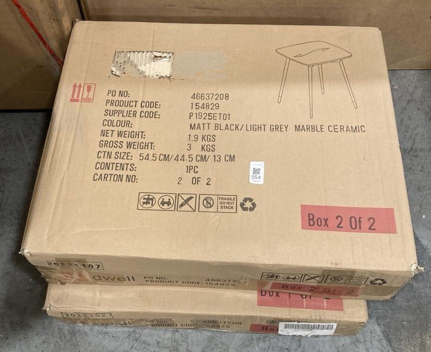 Lot 554  
            Chesterfield SR38 - Collection 

                
DFS SIDE TABLE IN MATT BLACK / LIGHT GREY CERAMIC MARBLE (COLLECTION ONLY) (LOCAT...