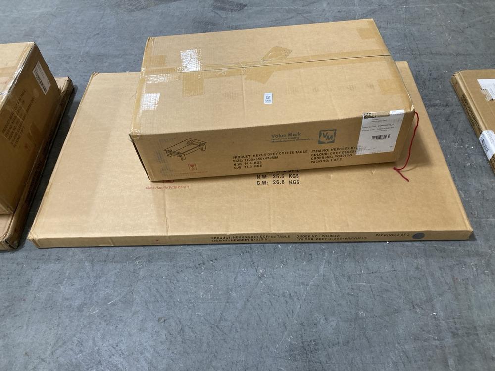 Lot 566  
            Chesterfield SR38 - Collection 

                
DFS RECTANGULAR COFFEE TABLE IN GLASS / GREY (COLLECTION ONLY) (LOCATION: SR38 B3...