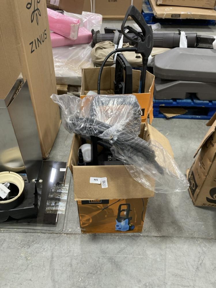 Lot 581  
            Chesterfield SR38 - Collection or Optional Delivery Available 

                
2 X LIGHTWEIGHT AND COMPACT PRESSURE WASHER IN BLUE / BLACK