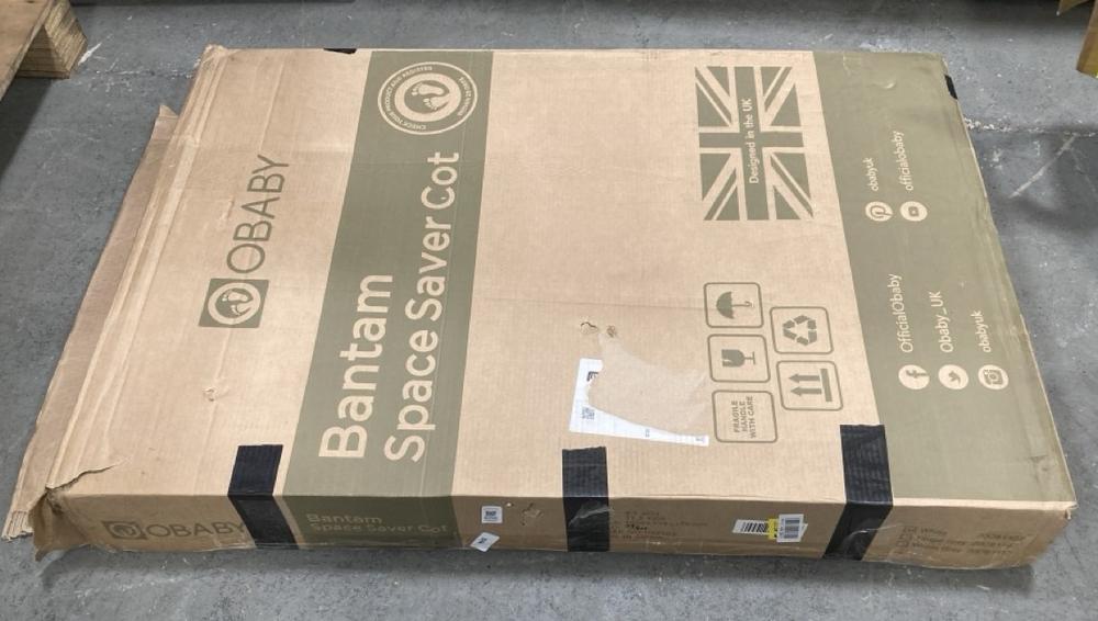 Lot 609  
            Chesterfield SR38 - Collection or Optional Delivery Available 

                
OBABY BANTAM SPACE SAVER COT IN WHITE