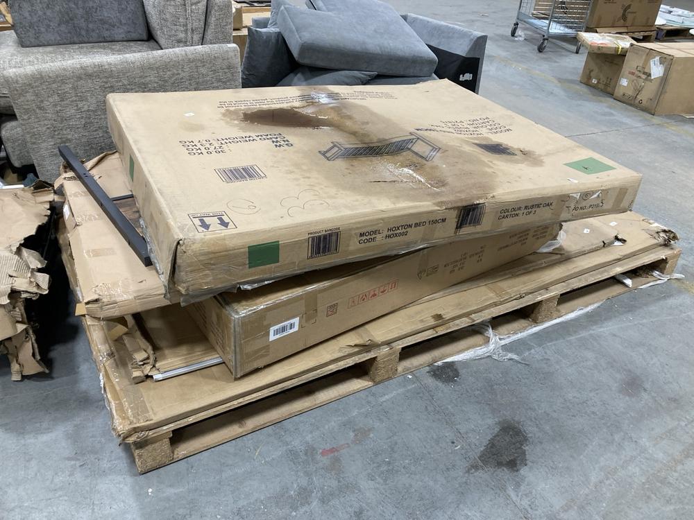 Lot 686  
            Chesterfield SR38 - Collection or Optional Delivery Available 

                
PALLET OF ASSORTED PARTS TO INCLUDE HOXTON BED 150CM IN RUSTIC OAK *BOX 1 OF 3 ON...
