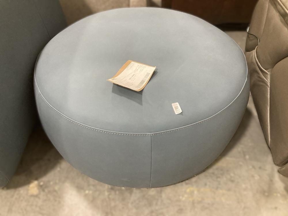 Lot 707  
            Chesterfield SR38 - Collection or Optional Delivery Available 

                
LA-Z-BOY ROUND FOOT POUFFE IN MUTED OCEAN BLUE LEATHER STYLE FINISH (LOCATION: SR...
