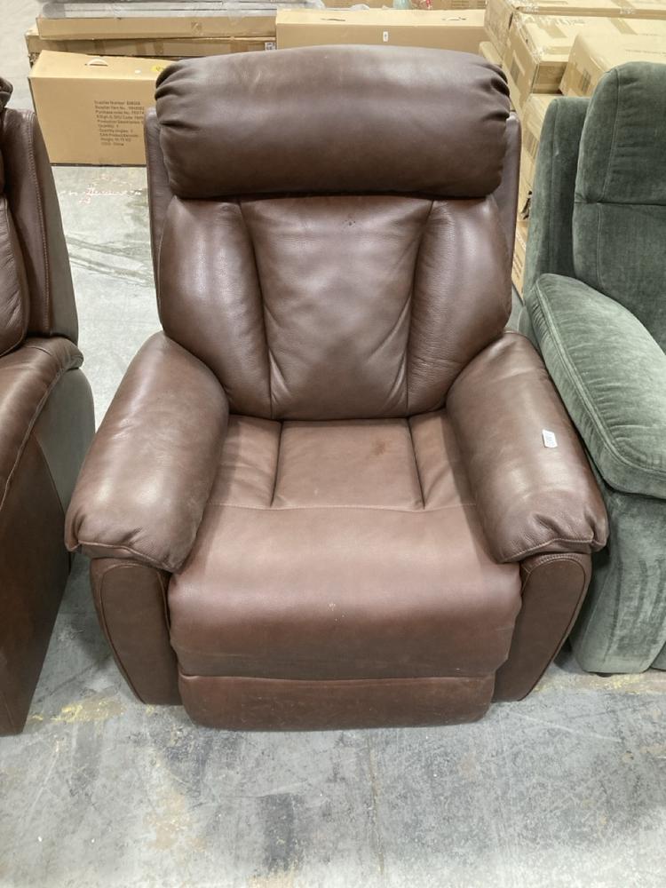 Lot 712  
            Chesterfield SR38 - Collection or Optional Delivery Available 

                
LA-Z-BOY POWER RECLINER ARMCHAIR IN BROWN LEATHER STYLE FINISH (LOCATION: SR38 A5)