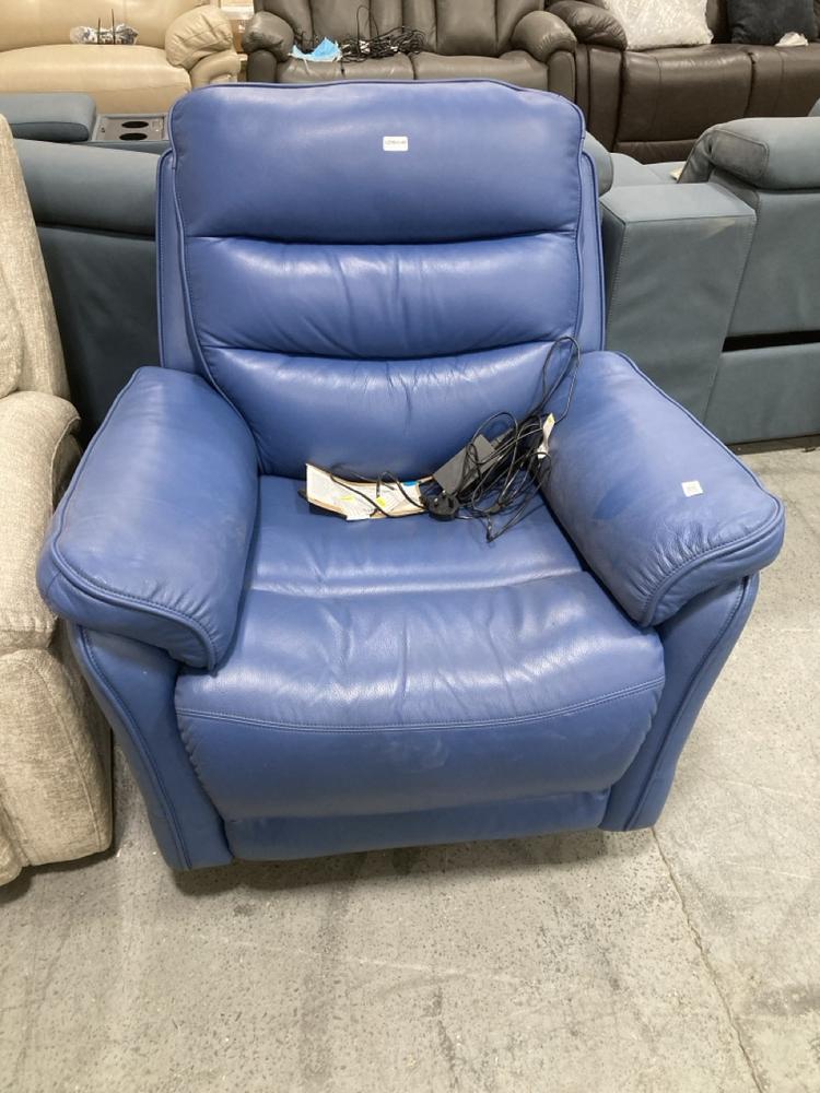 Lot 715  
            Chesterfield SR38 - Collection or Optional Delivery Available 

                
LA-Z-BOY POWER RECLINER ARMCHAIR IN COBALT BLUE LEATHER STYLE FINISH (LOCATION: S...