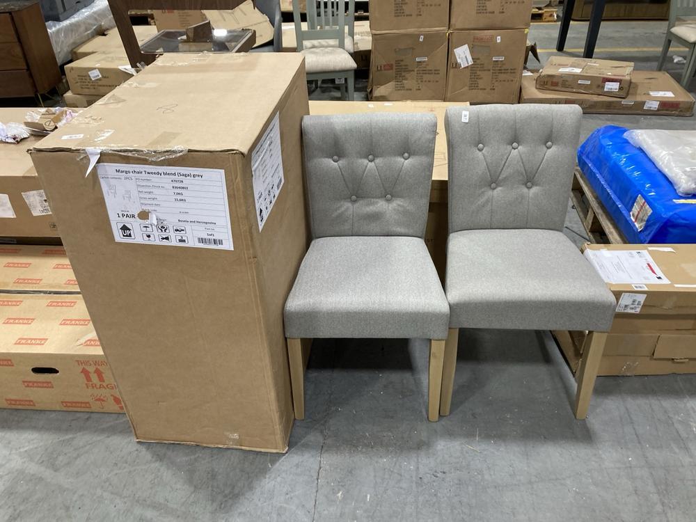 Lot 748  
            Chesterfield SR38 - Collection or Optional Delivery Available 

                
JOHN LEWIS SET OF 2 MARGO BUTTON BACK TWEEDY BLEND IN LIGHT GREY FABRIC (LOCATION...