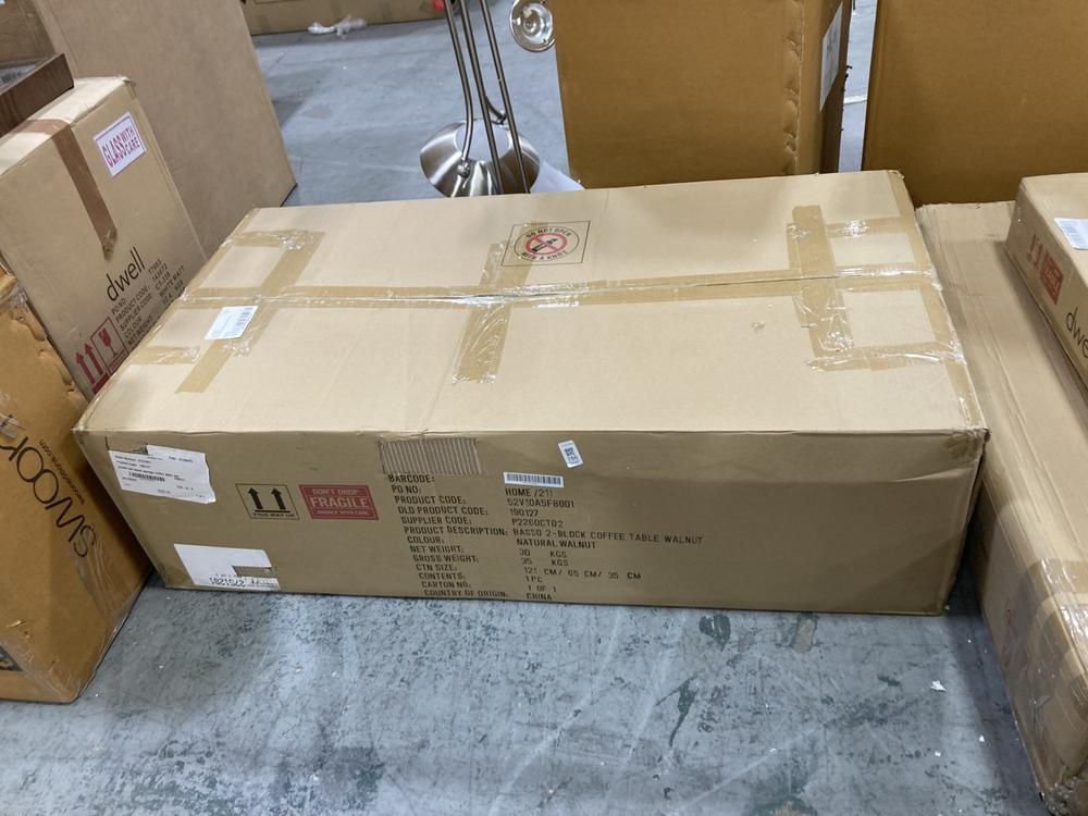 Lot 766  
            Chesterfield SR38 - Collection 

                
DFS 2-BLOCK COFFEE TABLE IN NATURAL WALNUT FINISH (COLLECTION ONLY) (LOCATION: SR...