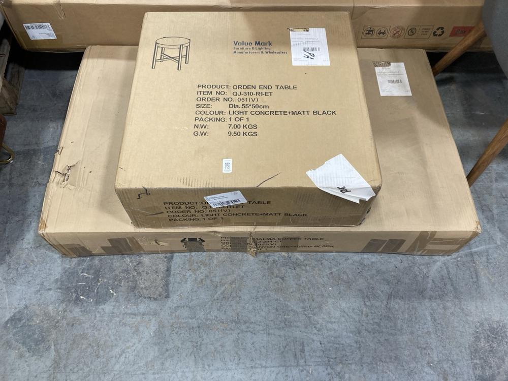 Lot 776  
            Chesterfield SR38 - Collection or Optional Delivery Available 

                
DFS END TABLE IN LIGHT CONCRETE / USED BLACK TO INCLUDE DFS COFFEE TABLE IN CANYO...