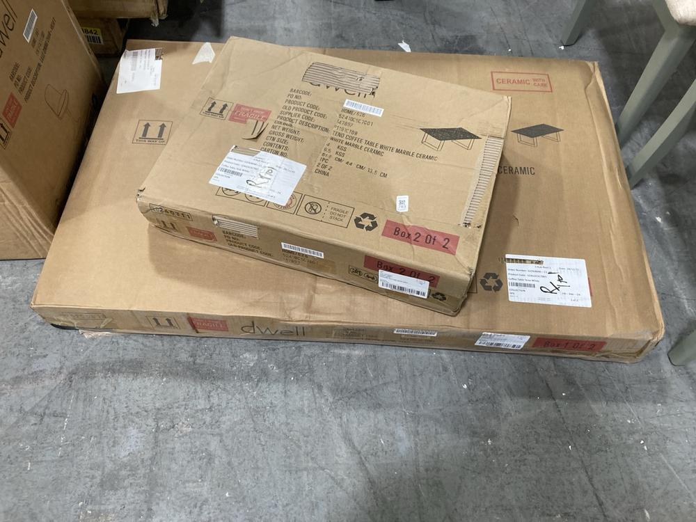 Lot 783  
            Chesterfield SR38 - Collection 

                
DFS MARBLE CERAMIC COFFEE TABLE IN WHITE (COLLECTION ONLY) (LOCATION: SR38 A6)