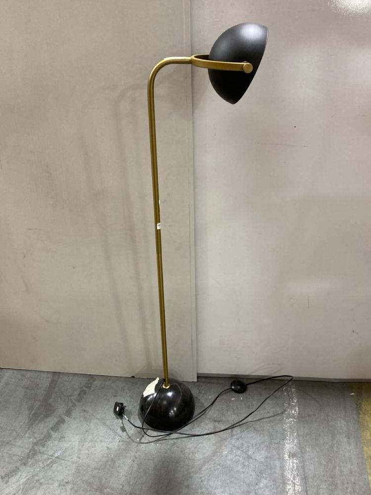 Lot 79  
            Chesterfield SR38 - Collection 

                
DFS ROUNDED BASE FLOOR LAMP IN BLACK / GOLD FINISH (COLLECTION ONLY) (LOCATION: S...