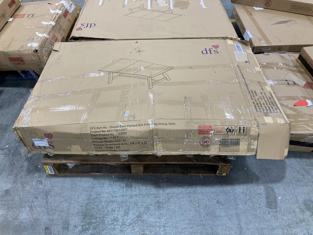 Lot 804  
            Chesterfield SR38 - Collection or Optional Delivery Available 

                
DFS DARK PAINTED OAK EXTENDING DINING TABLE IN OAK (LOCATION: SR38 A7) (BBVKST16A1F)